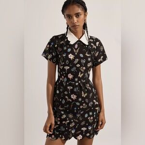 Anthropologie Maeve Short-Sleeve Collared Scallop Mini Dress